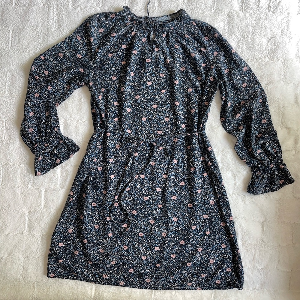 Loft floral long sleeve dress with belt size L